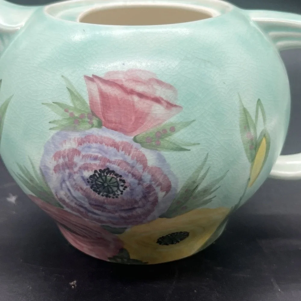 Vintage E Radford Pottery Hand Painted Floral Teapot England Art Deco Shape 340 - Picture 16 of 16